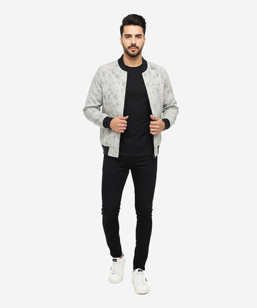 Men's Leather Jacket - Printed White JK-0438