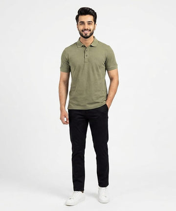 A|X Logo Self-Textured Polo T-Shirt TSH-7163 Olive