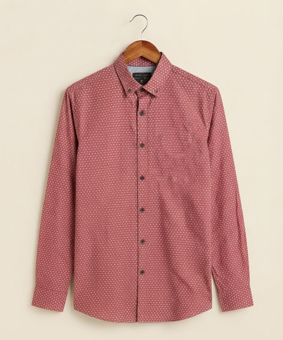 Men's Casual Shirt - Maroon-Dotted Shc-1717 (ORG-H)
