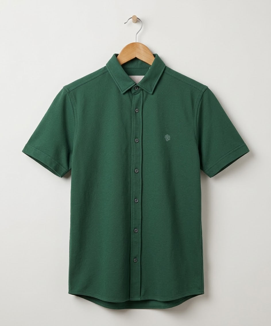 Men's Casual Green Half Sleeves Shirt Shc-2071