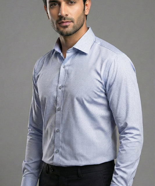 Men's Dress Shirt - Texture Blue Dsh-0287