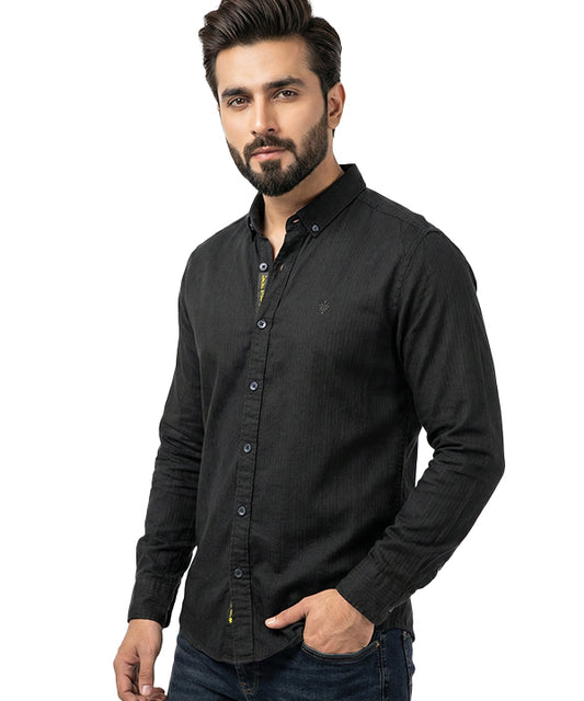 Men's Casual Shirt - Shc-1654 Black Stripe