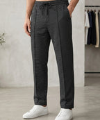 Men’s Pinstripe Drawstring Co-Ord Suit– Relaxed Fit- Black Stripe