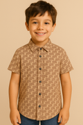 HR clothing Kids Half Sleeves Shirt - Printed Beige BSH-0110