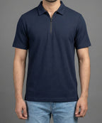 Men's T-Shirt Collar Navy Zip Style Tsh-7023