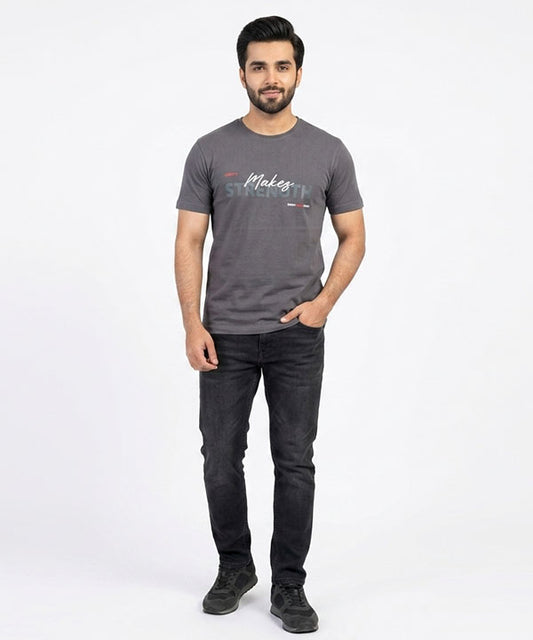 HR Clothing Men’s Printed T-Shirt – Grey TSH-5878
