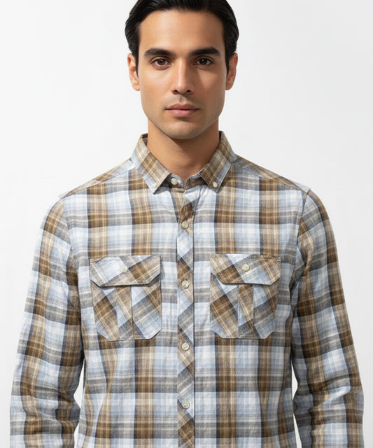 Men's Casual Shirt - Shc-1484 Brown Chk