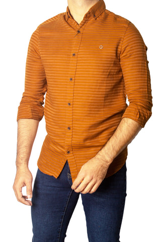 Men's Casual Stripped Shirt SHC-1704 Brown Stripe