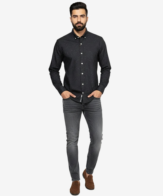 Men's Casual Shirt - Shc-1616 Black Dotted