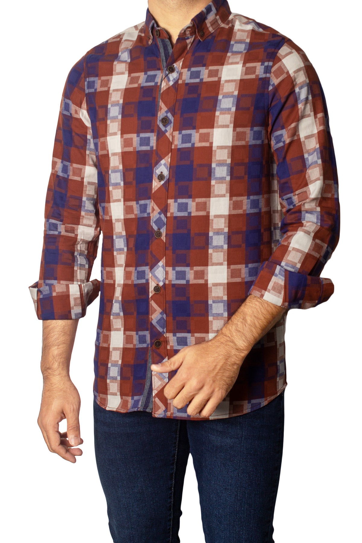 Men's Casual Printed Shirt SHC-1708 Printed Brown