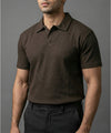 Men's T-Shirt Johnny Collar D.Brown Tsh-5991