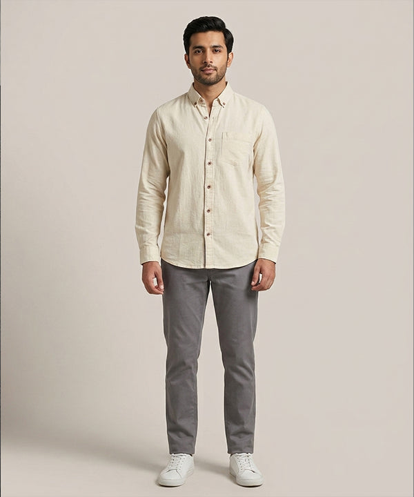 Men's Casual Shirt - Beige Shc-1612 Strech Fabric (ORG-H)