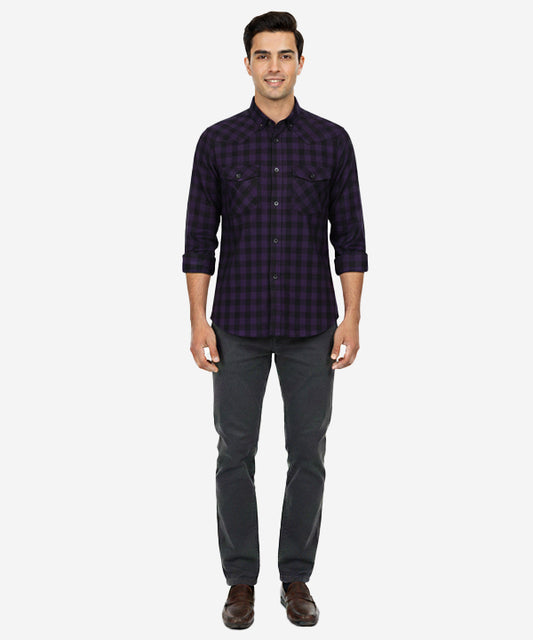 Men's Casual Shirt - Shc-1579 Purple Chk