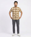 Men's Casual Yellow Chk Half Sleves Shc-2080