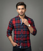 Men's Casual Shirt - Shc-1488 Red Chk A