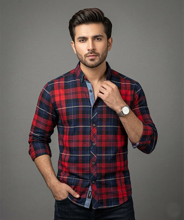 Men's Casual Shirt - Shc-1488 Red Chk A