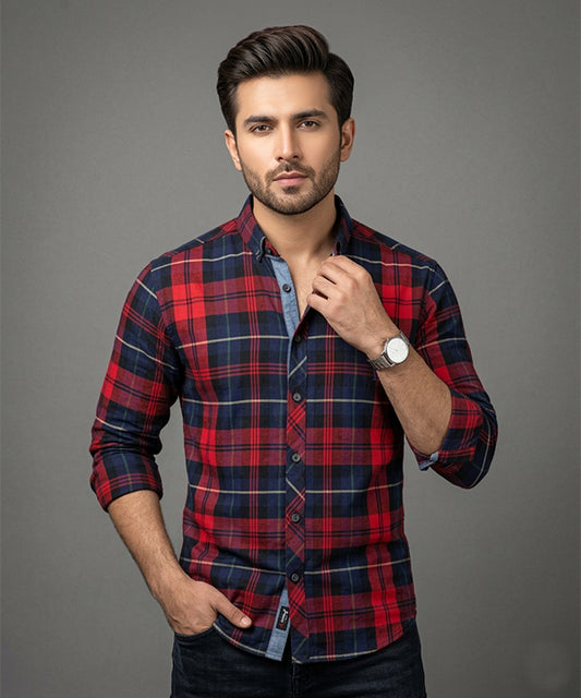 Men's Casual Shirt - Shc-1488 Red Chk