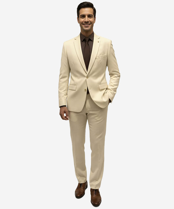 Formal Suit Gst-0124 Beige 2 Button