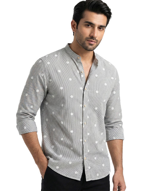 Men's Casual Shirt - Shc-1460 Black Stripe