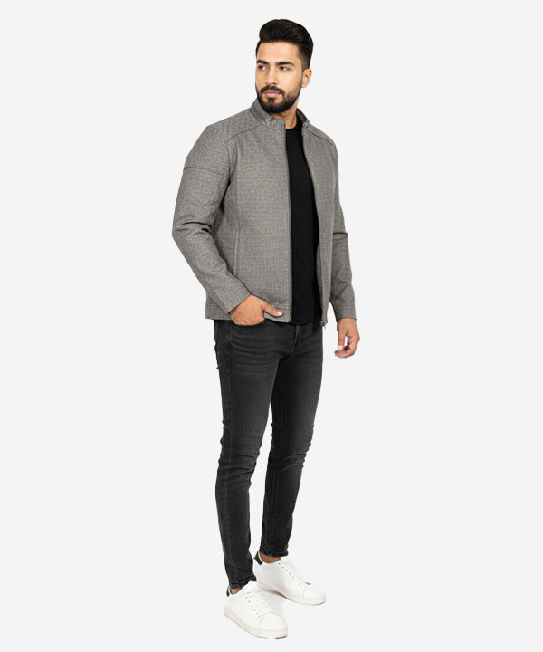 Men's Faux Leather Jacket Jk-0362 Brown