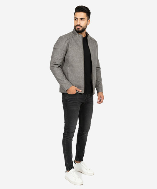 Men's Faux Leather Jacket Jk-0362 Brown