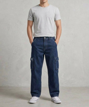 Men's Baggy 6 Pocket Denim- Jp-2246 N-Blue