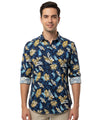 Men's Casual Printed Shirt - Blue Floral Shc-1076