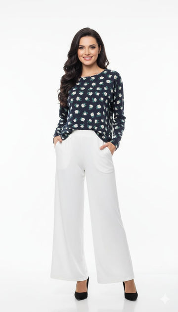 Women's Top Printed Navy Floral