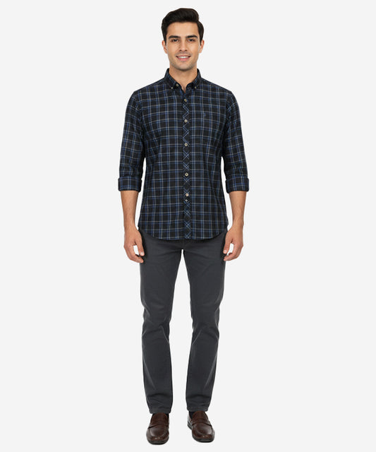 Men's Casual Shirt - Shc-1117 Black/Blue Chk