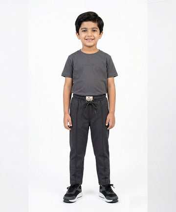 Kids Smart Baggy stretchable premium trouser Charcoal Texture BLW-0136