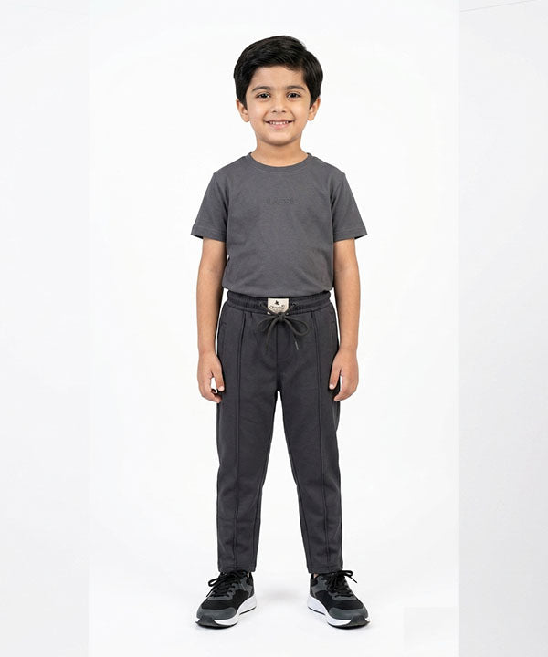 Kids Smart Baggy stretchable premium trouser Charcoal Texture BLW-0136