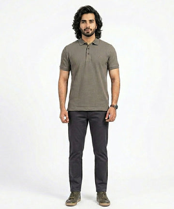 A|X Logo Self-Textured Polo T-Shirt TSH-7163 Grey