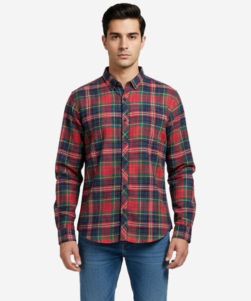 Men's Casual Checkered Shirt - Shc-1707 G Red Chk