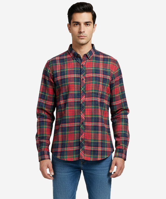 Men's Casual Checkered Shirt - Shc-1707 G Red Chk