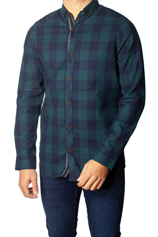 Men's Casual Checkered Shirt SHC-1707 Green Chk