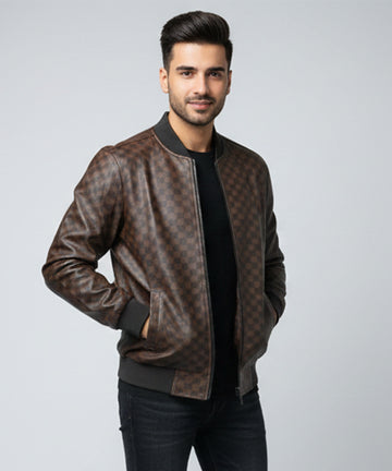 Men's Faux Leather Jacket Jk-0442 Coffee