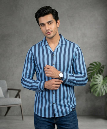 Men's Casual Shirt - Shc-0717 Blue Stripe