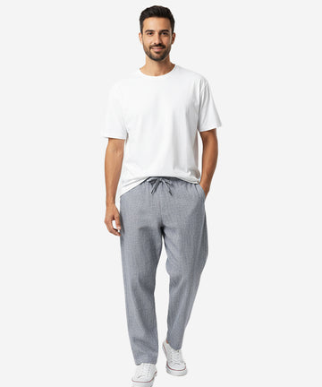 HR Clothing Men's Linen Trousers - Texture Blue