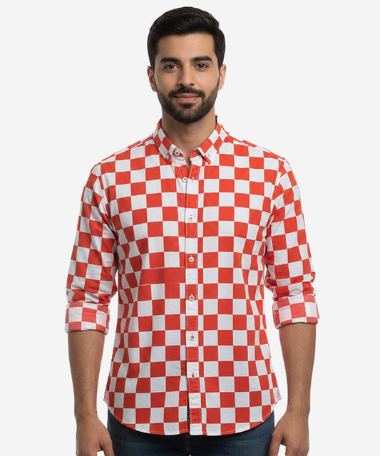 Men's Casual Shirt - Shc-1002 Orange White