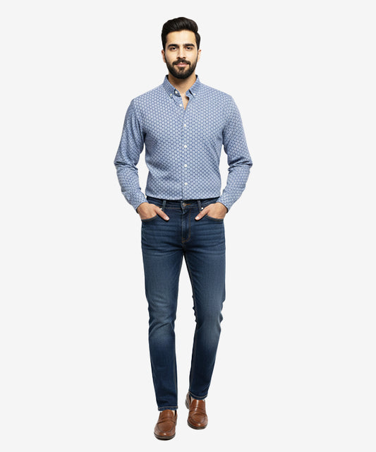 Men's Casual Shirt - Shc-1541 Printed Blue