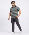MEN'S T-SHIRT COLLAR BEIGE STRIPE OLD MONEY TSH-5916