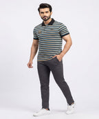 MEN'S T-SHIRT COLLAR BEIGE STRIPE OLD MONEY TSH-5916