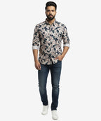 Men's Casual Shirt - Shc-1108 B/Beige Floral