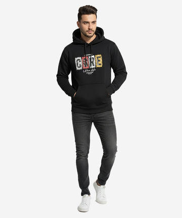 Men's Printed Hoodie - Black Tsh-5995