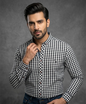 Men's Casual Shirt - Shc-1488 Black Chk