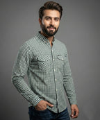 Men's Casual Shirt - Shc-1545 Green/Chk