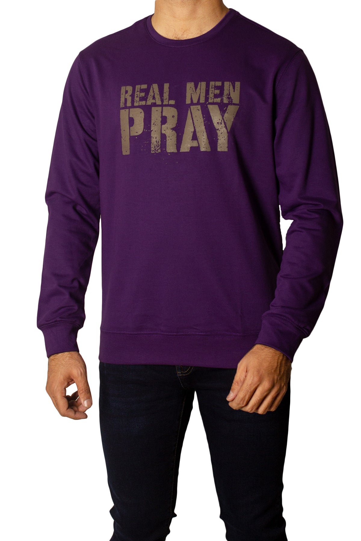 Real Men Pray Printed Full Sleeves T-Shirt Tsh-6827 Purple