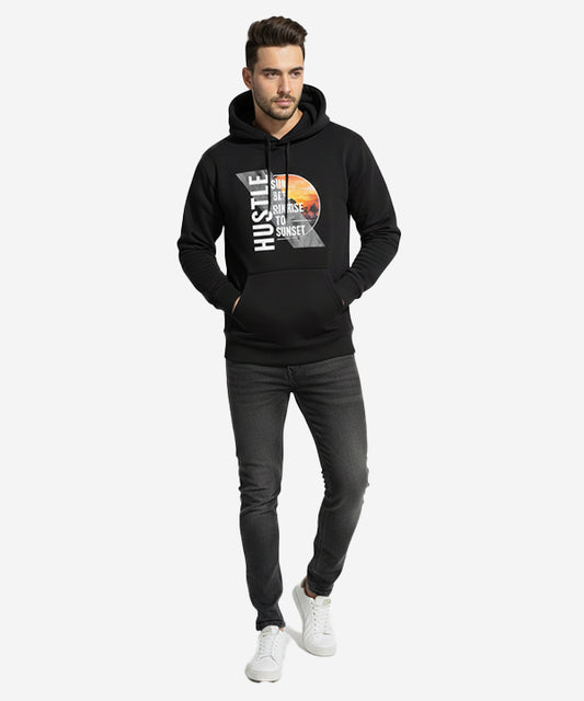Men's Printed Hoodie - Black Tsh-5997