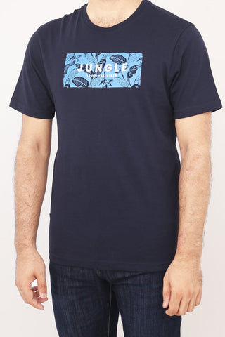 Crew Neck Jungle Printed Tee Tsh-5228 Navy