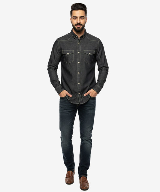 Men's Casual Shirt - Shc-1454 M-Black